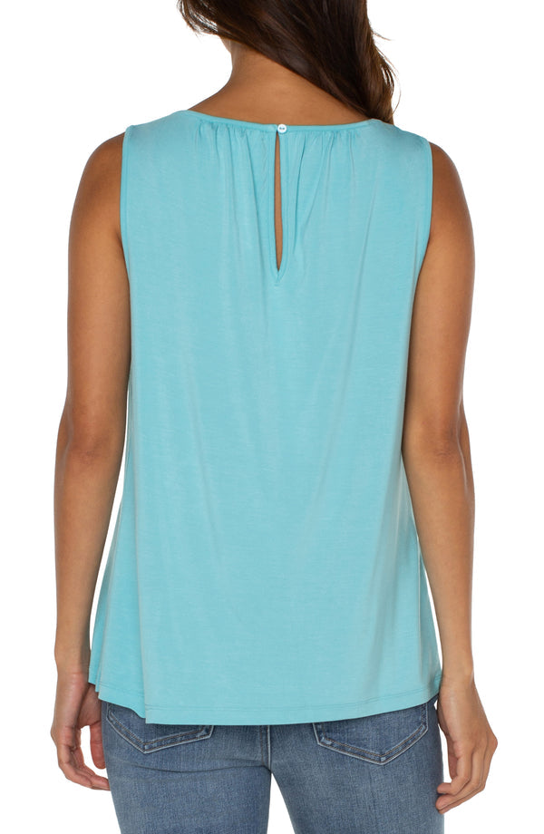 A-Line Sleeveless Knit Tank in Turquoise