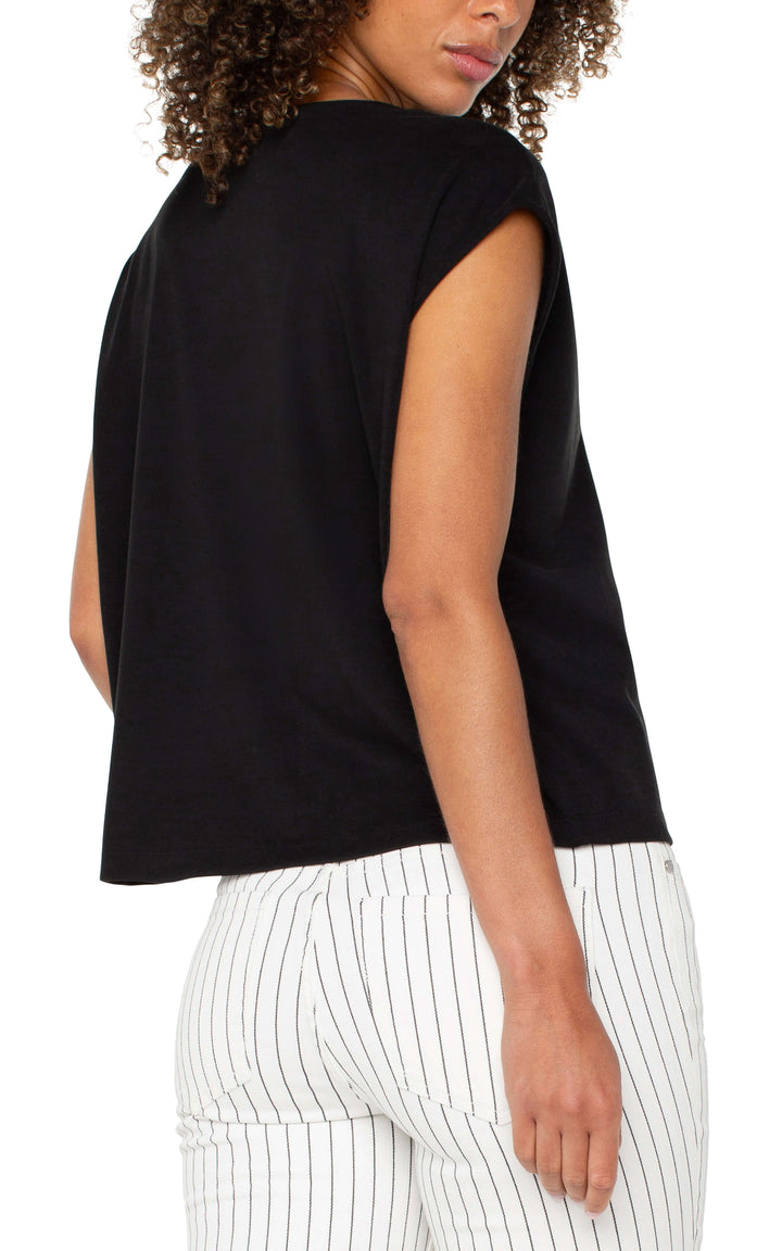 Dolman Sleeve V-neck Top in Black