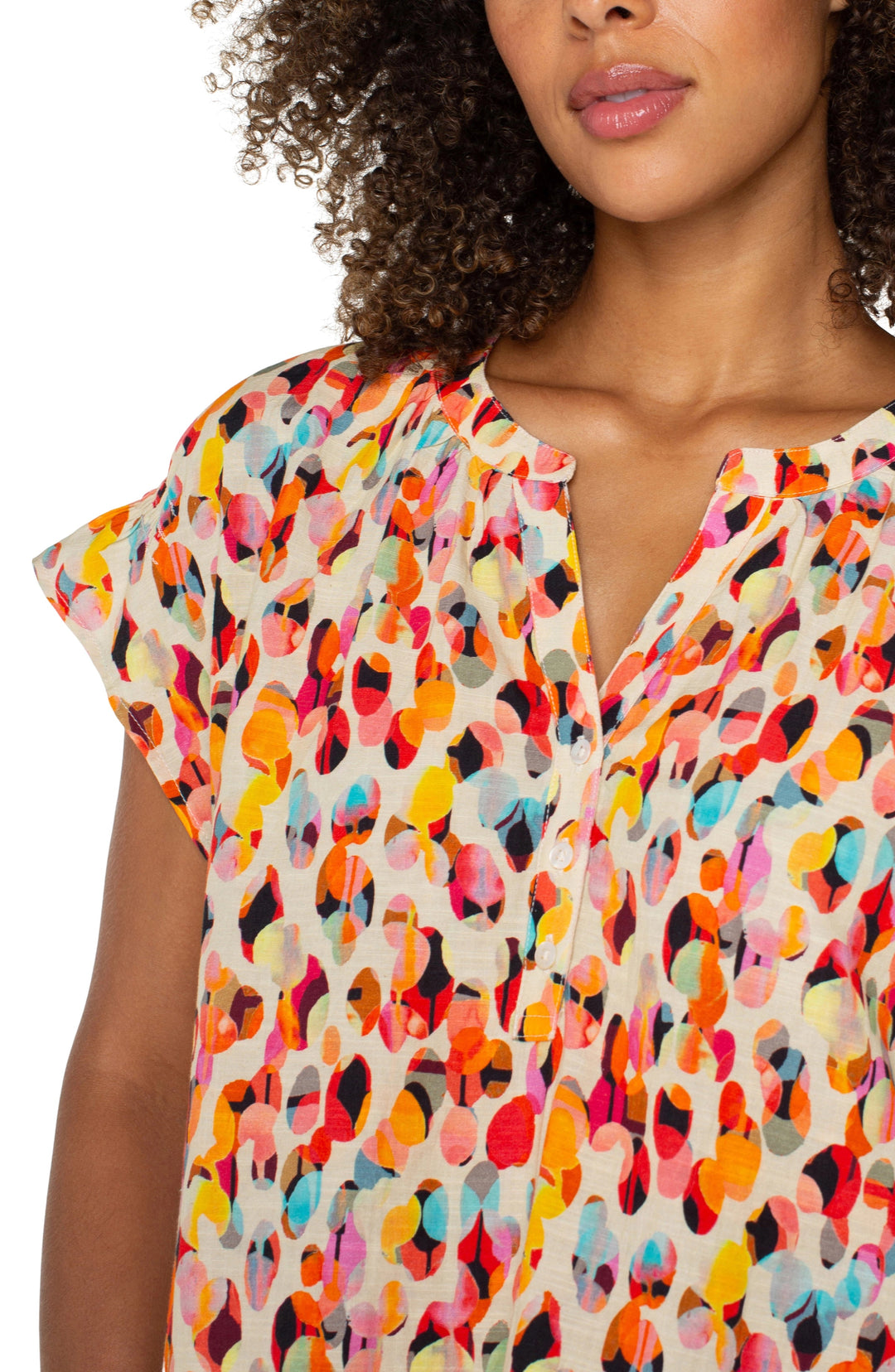 Short Sleeve Popover Dolman Woven Top