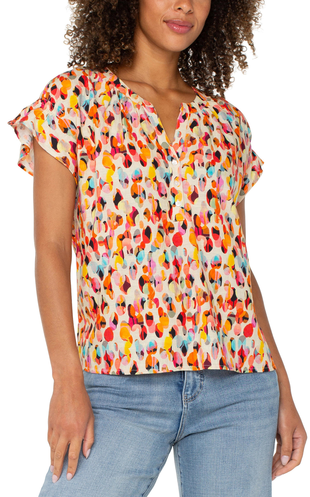 Short Sleeve Popover Dolman Woven Top