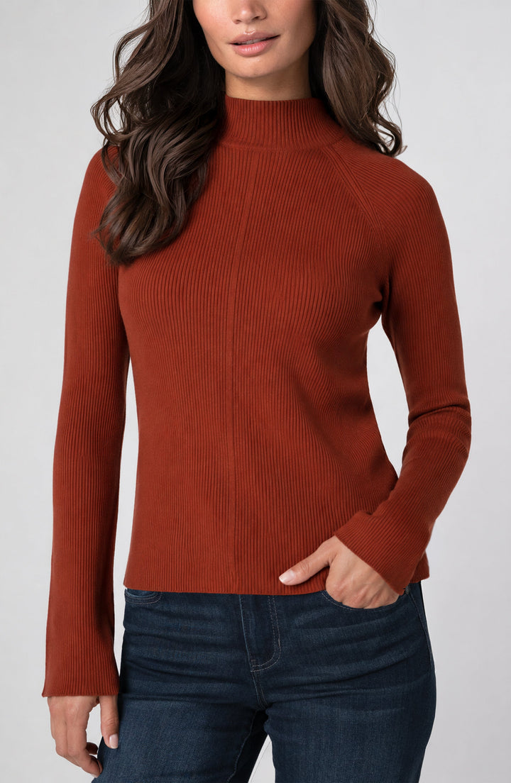 Long Sleeve Turtleneck Sweater in Auburn Rust