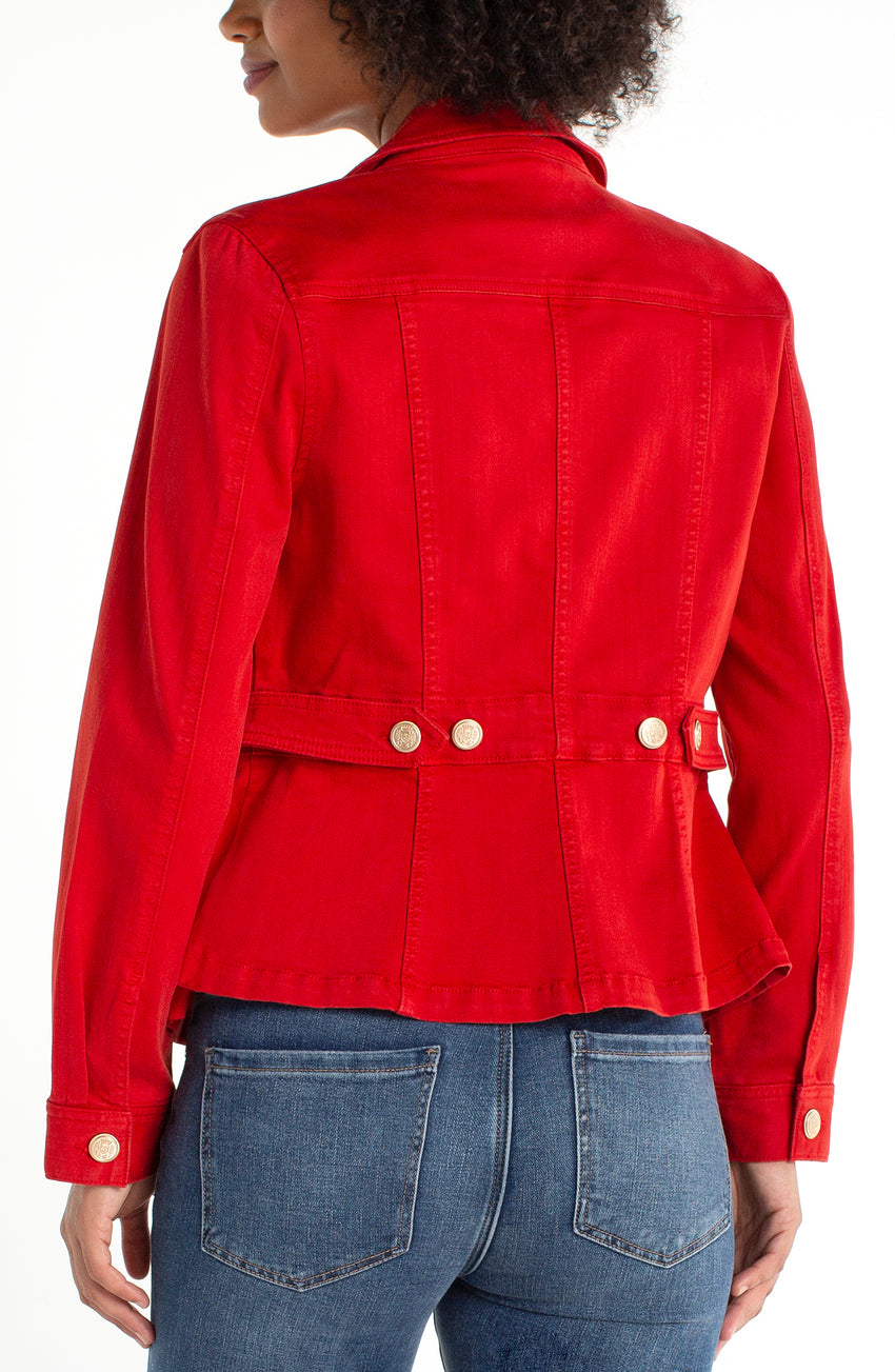 Peplum Jacket with Tab Detail in Red