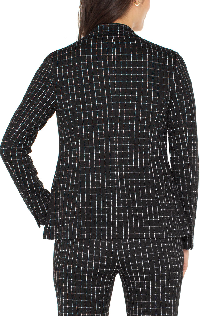 Windowpane Fitted Blazer in Black/White