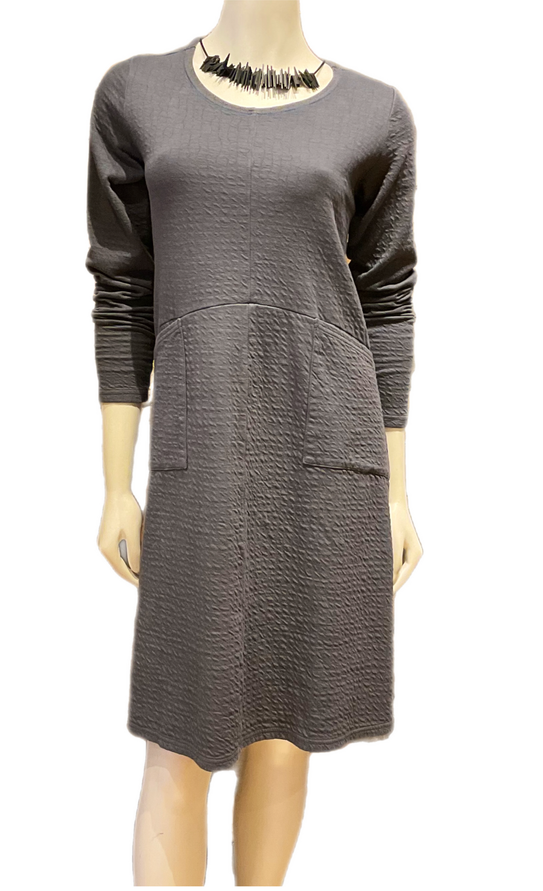 Long Sleeve Pocket Dress in Anthracite Grey