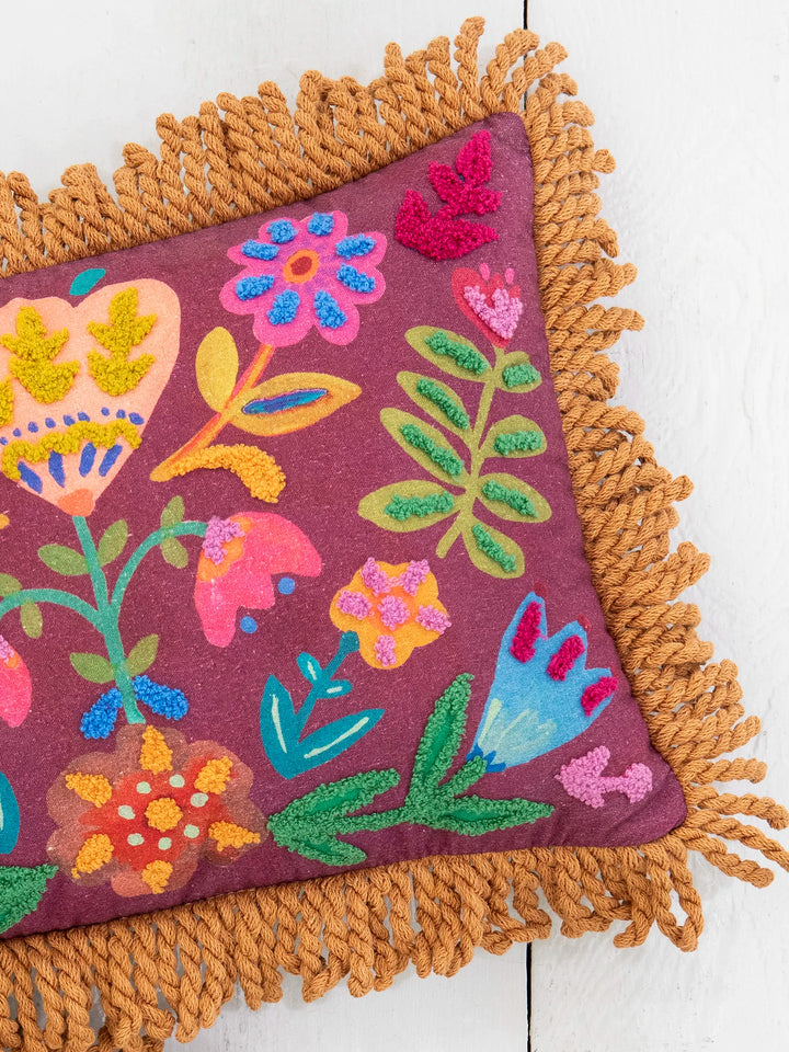 Tufted Boho Pillow - Mauve