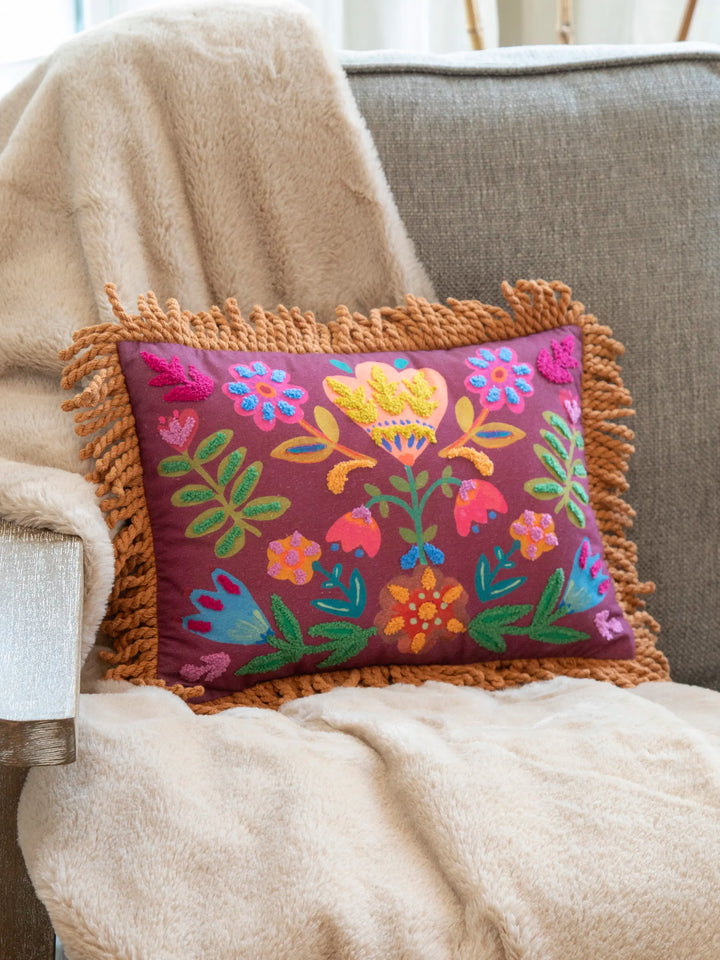 Tufted Boho Pillow - Mauve