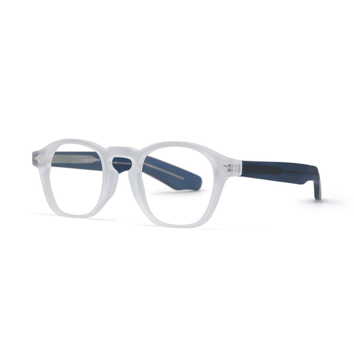 Myles Blue Light Blocking Readers in Matte Clear/Navy Blue