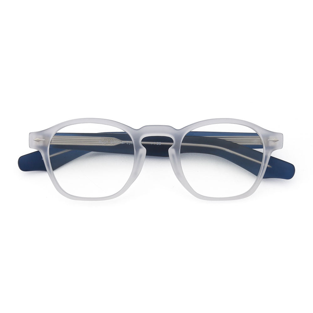 Myles Blue Light Blocking Readers in Matte Clear/Navy Blue