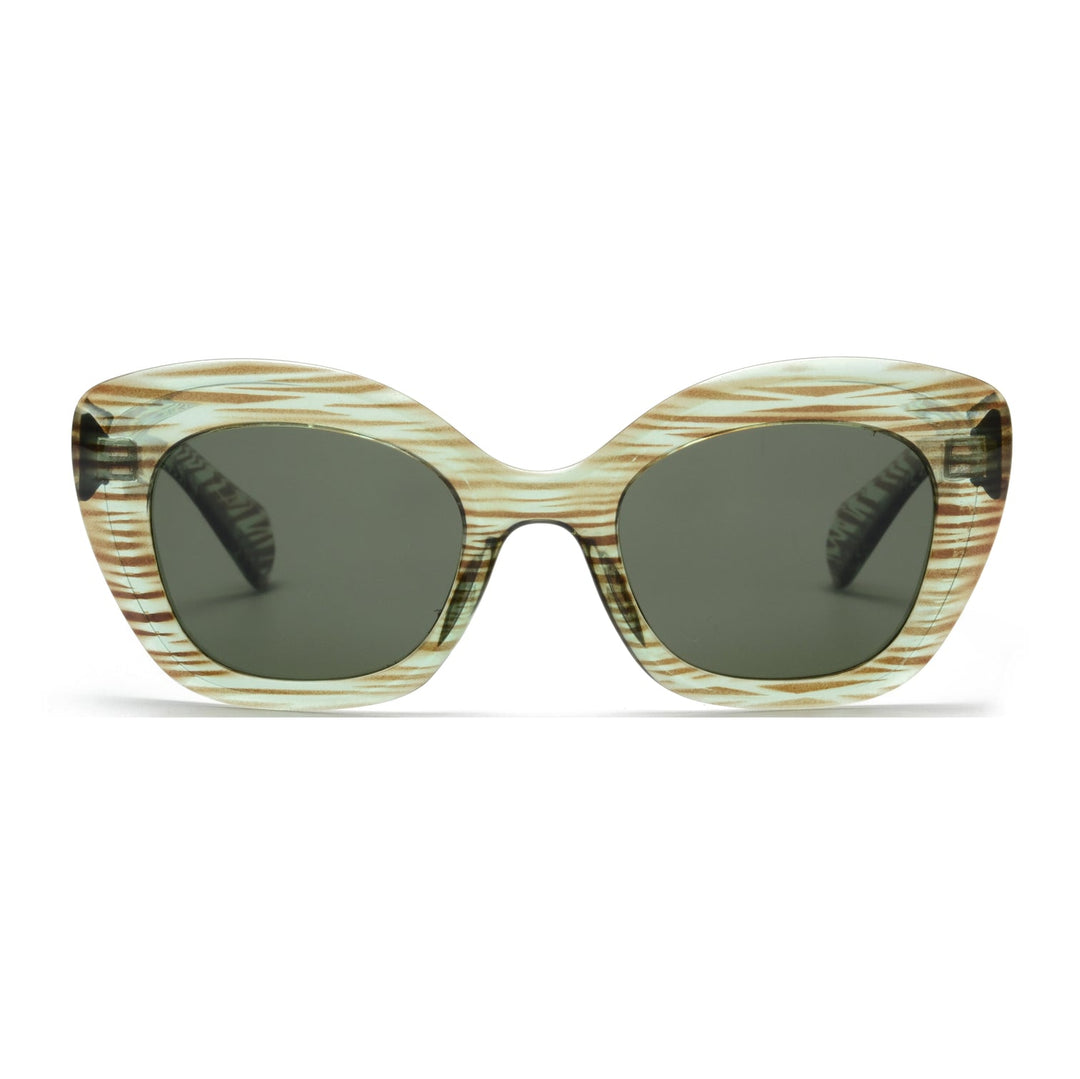 Tallie Polarized Sunglasses in Green & Brown Stripes