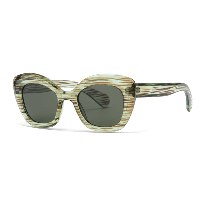 Tallie Polarized Sunglasses in Green & Brown Stripes