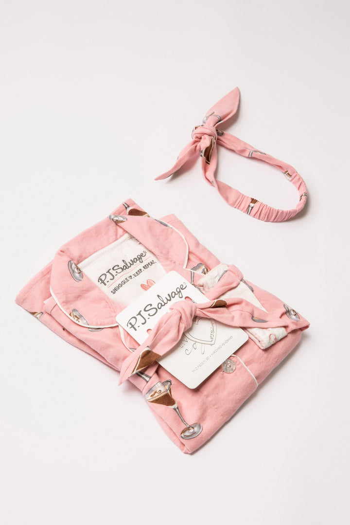 Flannel PJ Set - Espresso Martini in Vintage Pink