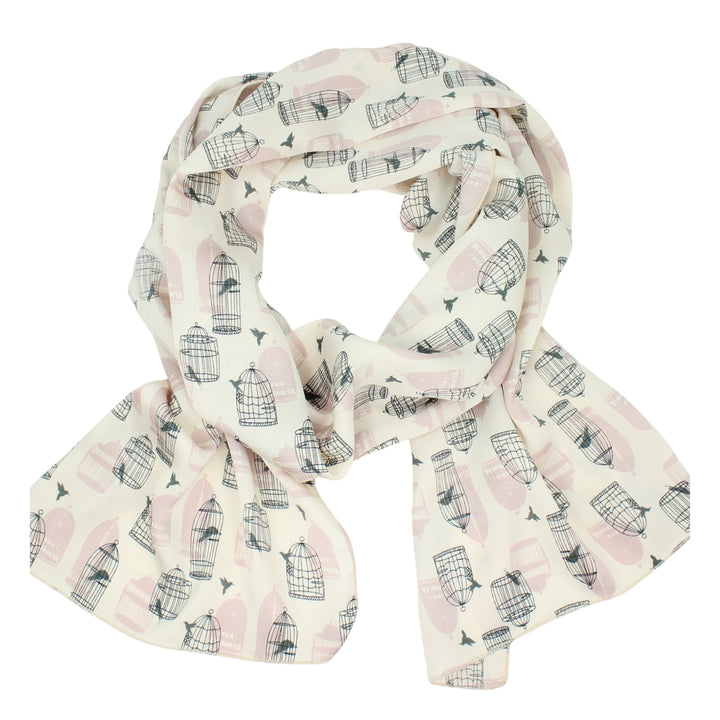 Chiffon Poly Scarf in Bird Cage