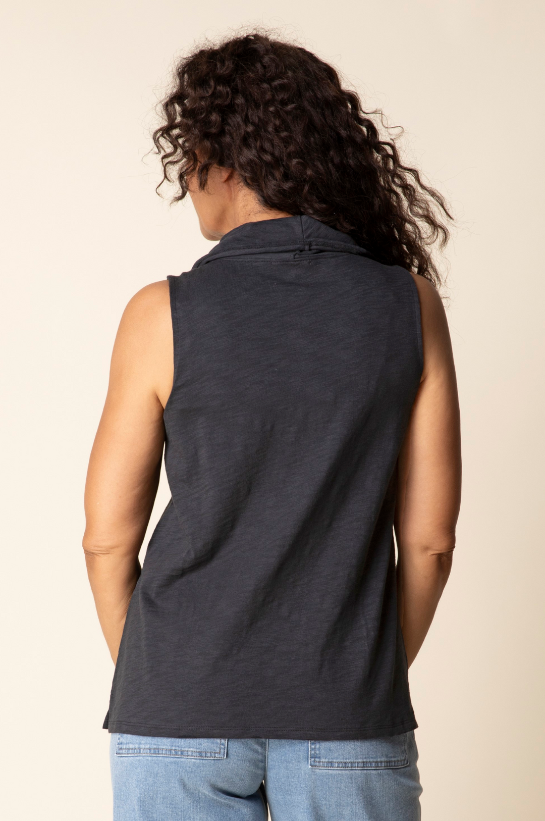 Cotton Pebble Panel Tunic in Black