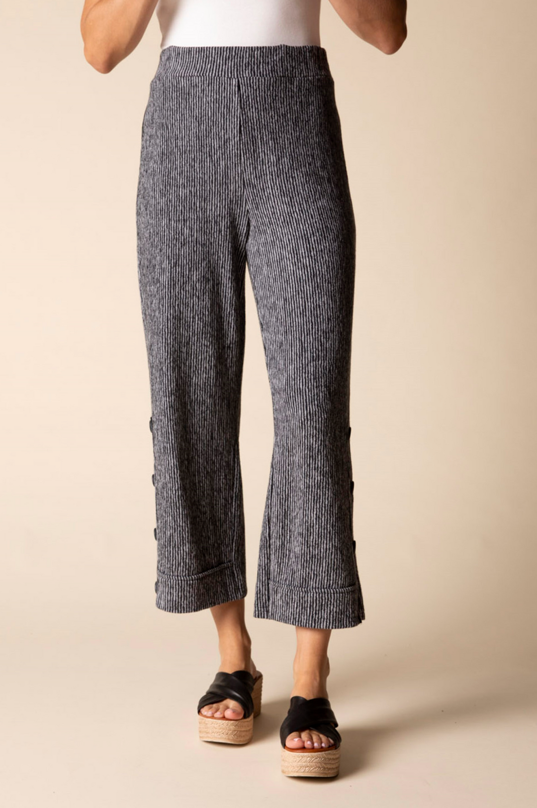 Pasadena Knit Stripe Pant in Black