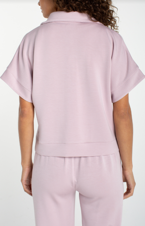 Short Sleeve Half Zip in Lilac Shadow