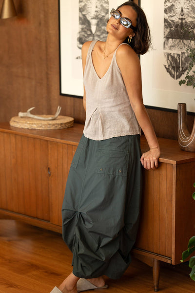 Hedvig Poplin Pleated Hem Skirt in Hawthorn Leaf