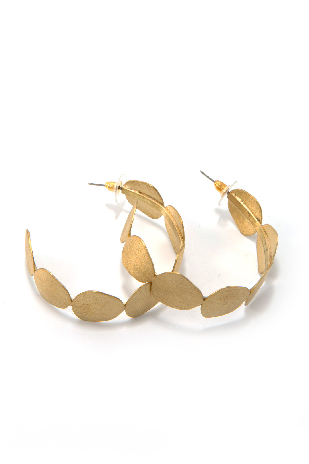 Stone Path Hoop Earrings in Brass
