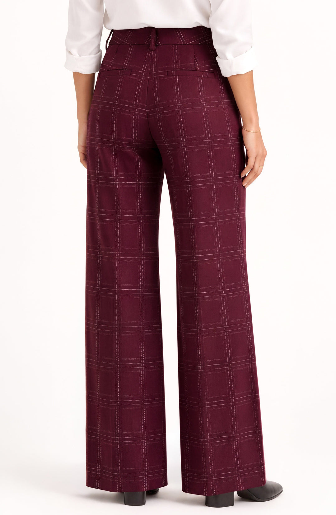 Kelsey Wide Leg Trouser in Burgundy Multi