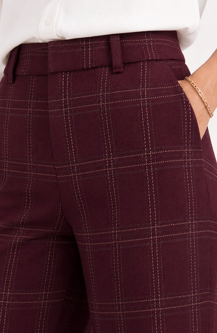 Kelsey Wide Leg Trouser in Burgundy Multi