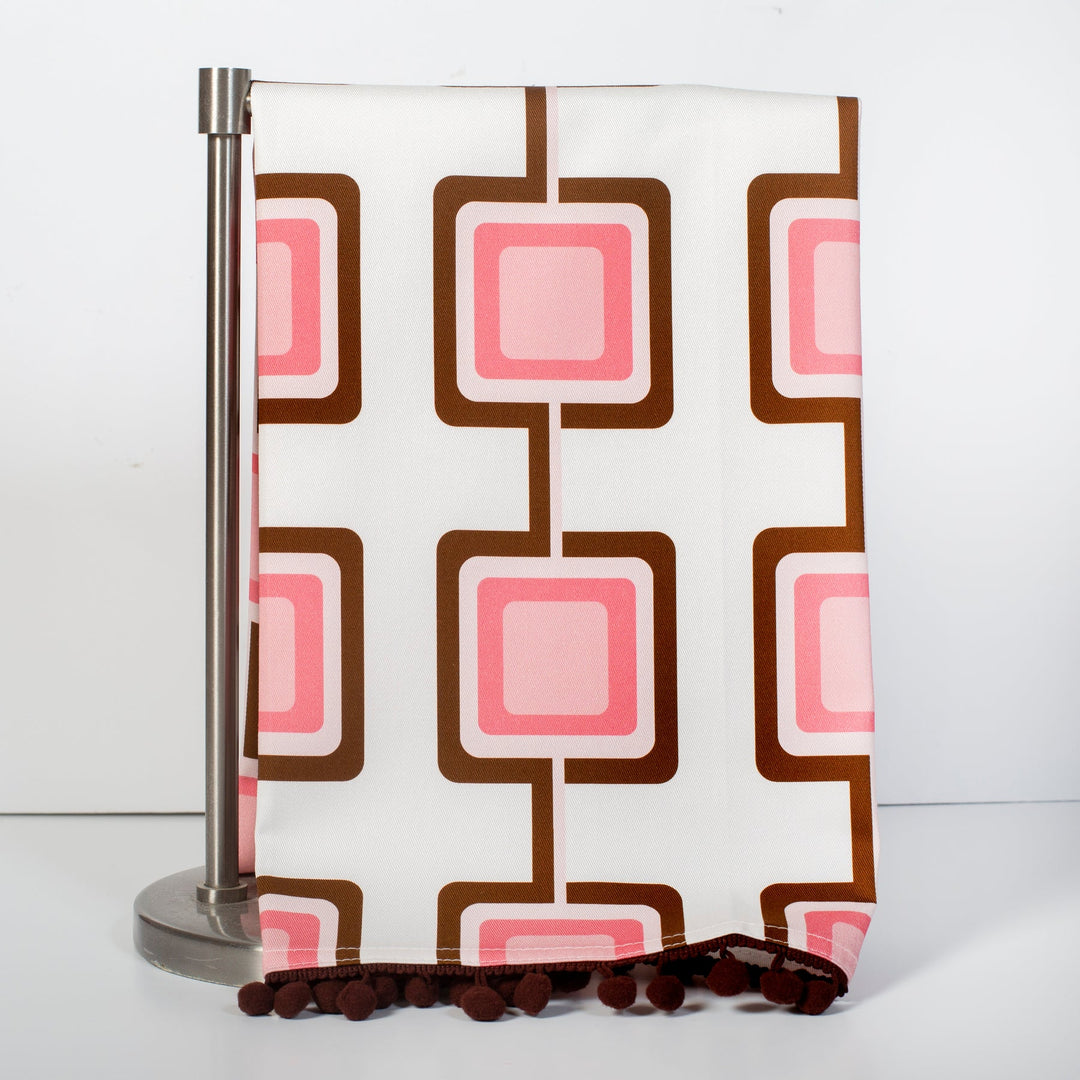 Retro Squares in Pink Tea Towel