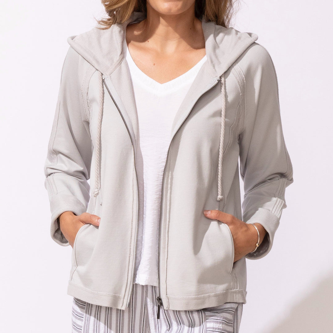 Ocean Front Terry Solstice Zip Hoodie in Dune