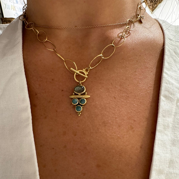 Labradorite & Amazonite Artisanal chain Necklace