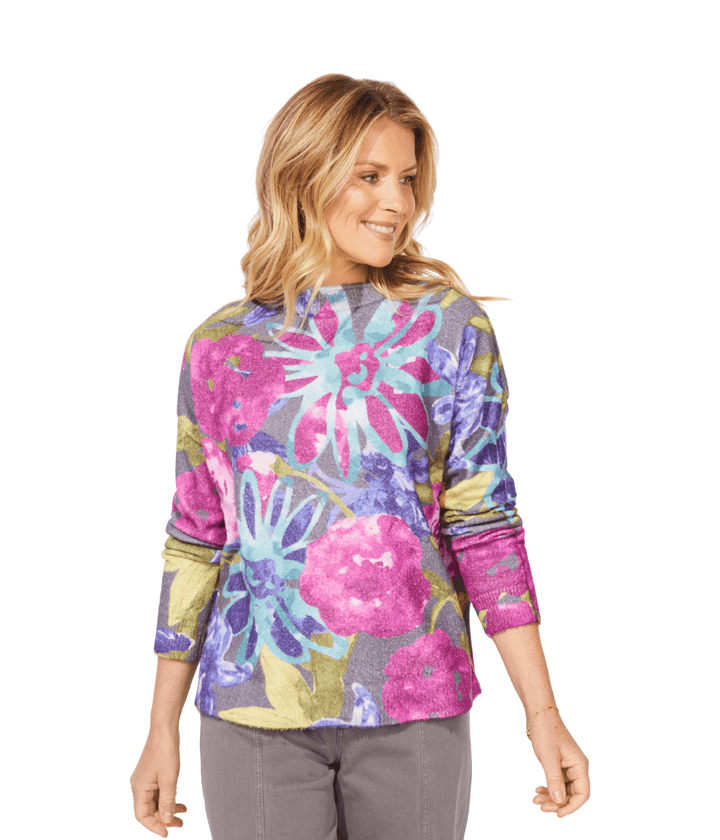 Cozy Bloom Sweater Easy Roll Neck
