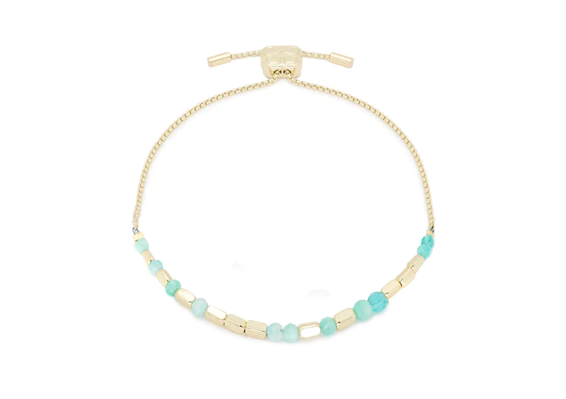 Morse Code Encourage Amazonite Gold Bracelet