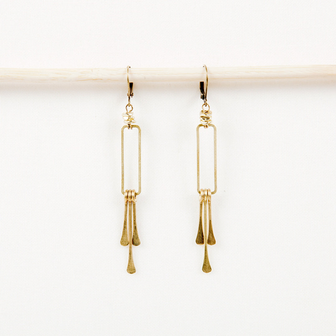 Rectangle Dangle Fringe Earrings
