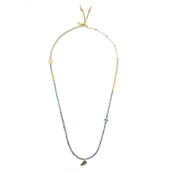 Mixed Media Wrap Bracelet/Necklace - Transformation/African Turquoise/Gold