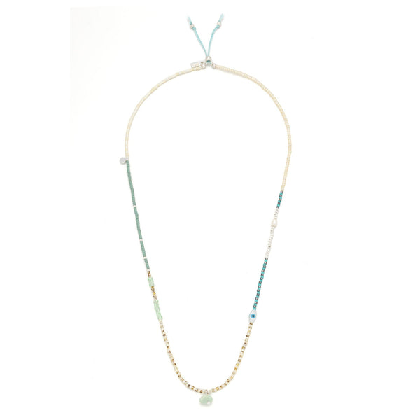 Mixed Media Wrap Bracelet/Necklace - Courage/Amazonite/Silver