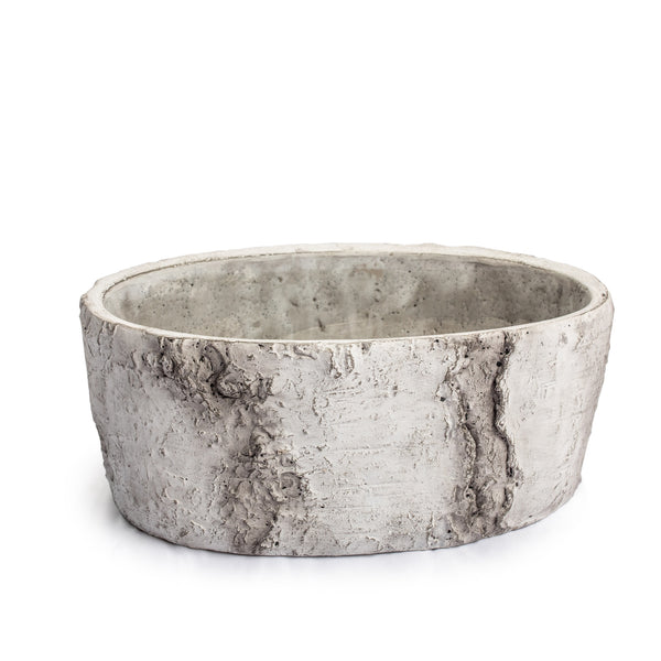 Large Shallow Cement Pot with Rounded Bottom
