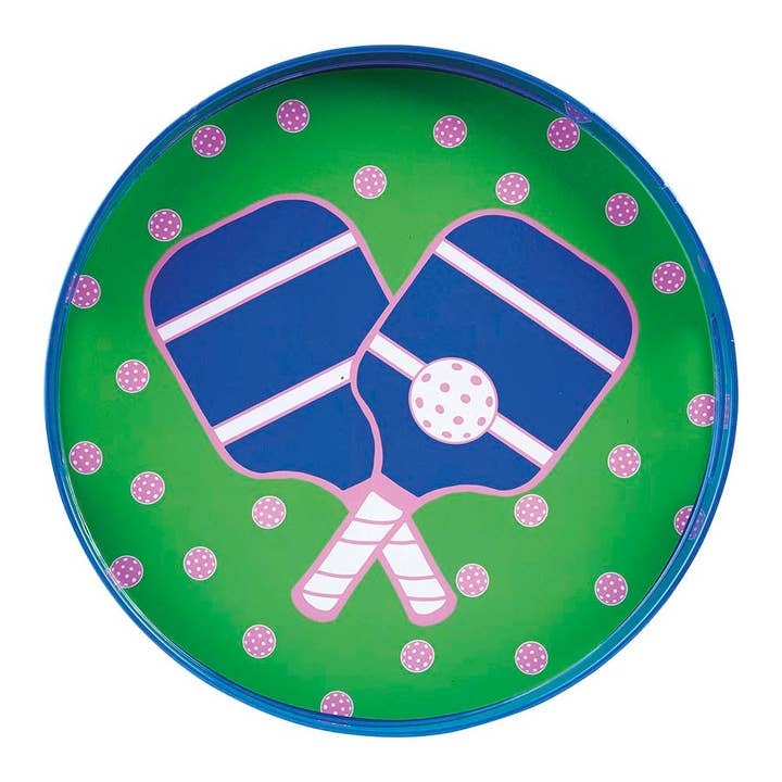 Pickleball Green 15 Inch Round Tray