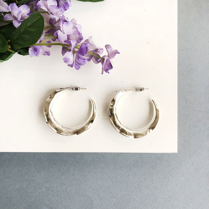 Wavy Hoops in Silver