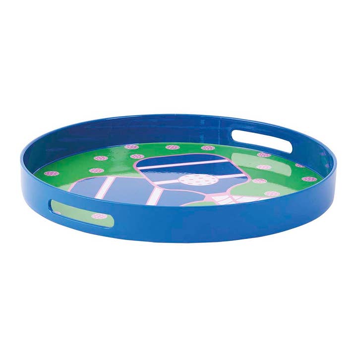 Pickleball Green 15 Inch Round Tray