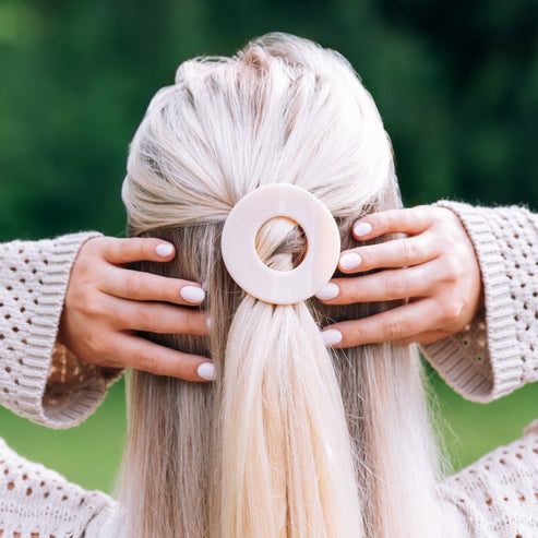 Flat Circle Hair Clip | Small | Almond Beige