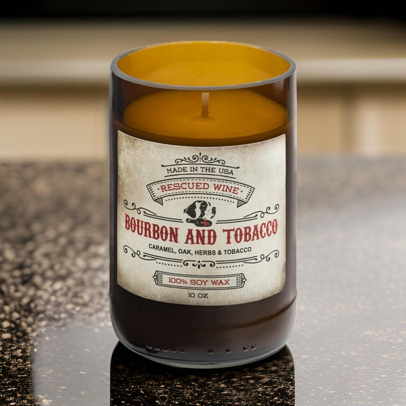 Bourbon and Tobacco Candle - recycled wine