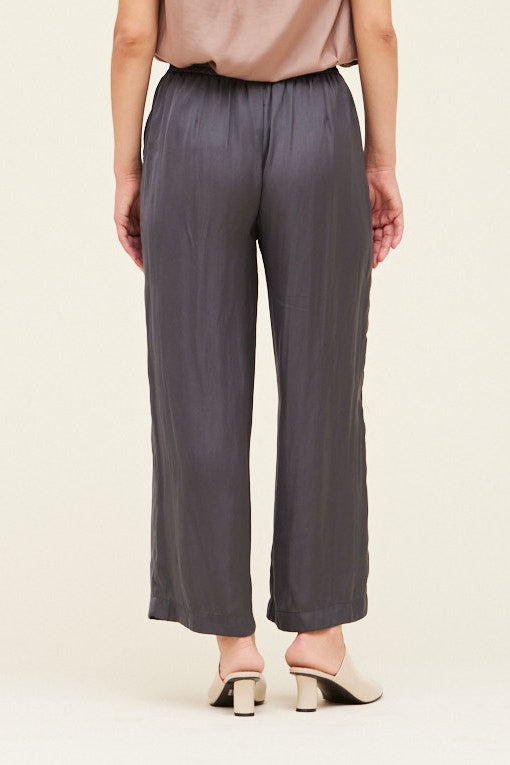 Solid Satin Pants in Dark Slate