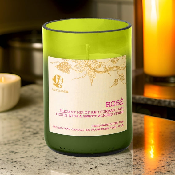 Rose Candle - recycled wine balance series