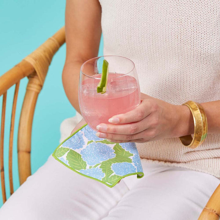 Blue Hydrangea Reusable Cocktail Napkins - Set of 8