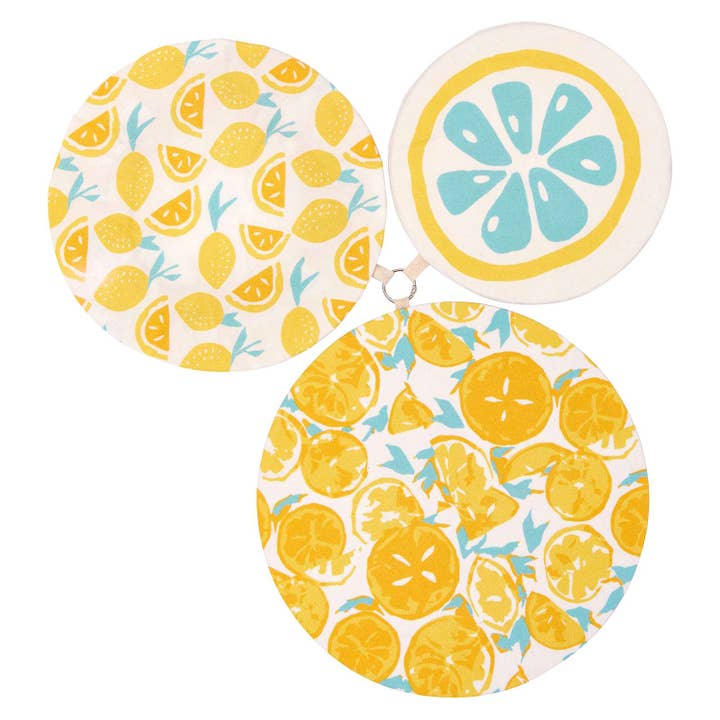 Dish Cover Set of 3 in Lemon Slices