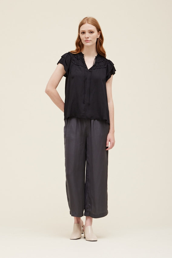 Sleeveless Satin Top in Black