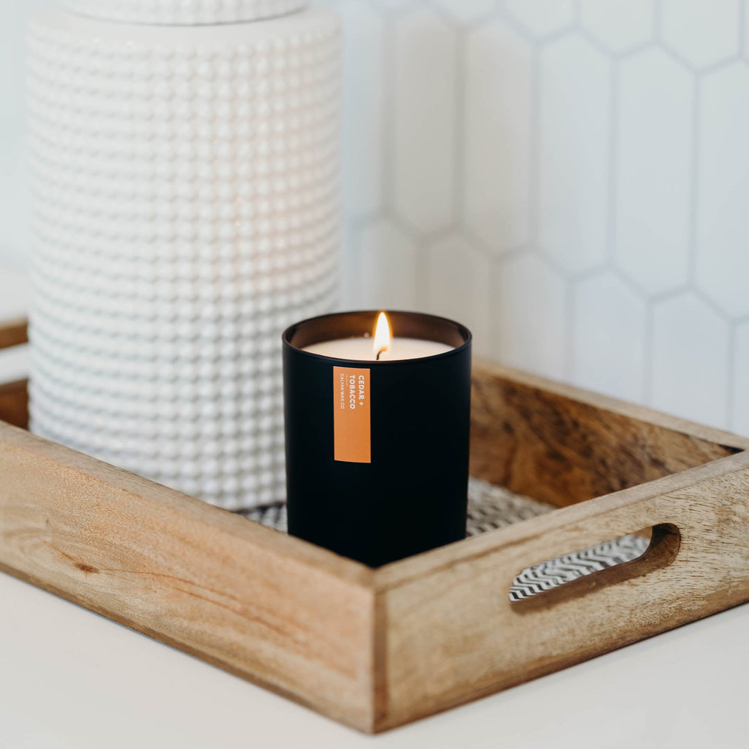 Cedar + Tobacco Matte Candle in Black Tumbler