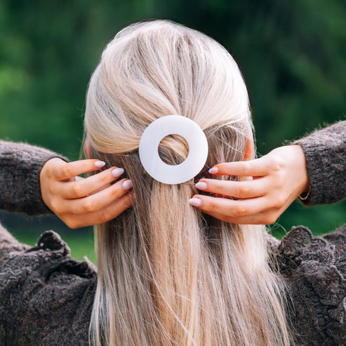 Flat Circle Hair Clip | Small | Coconut White