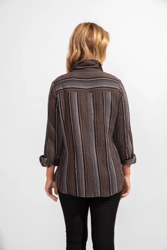 Awning Stripe Playa Shirt in Earth