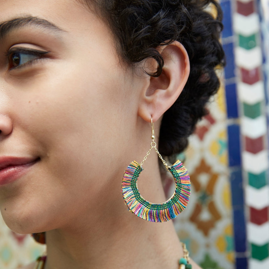 Contoured Fringe Earrings in Multi