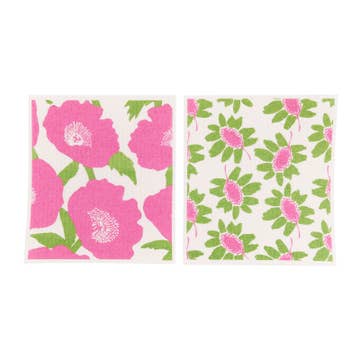 Poppies Pink Blu Cloths, Set of 2