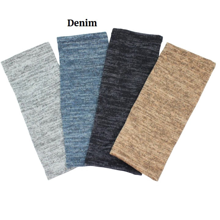 Heather Jersey Fingerless Gloves in Denim