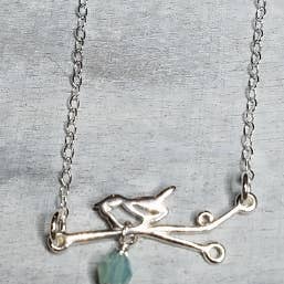 Silver Chickadee Bird Necklace - Pacific Opal
