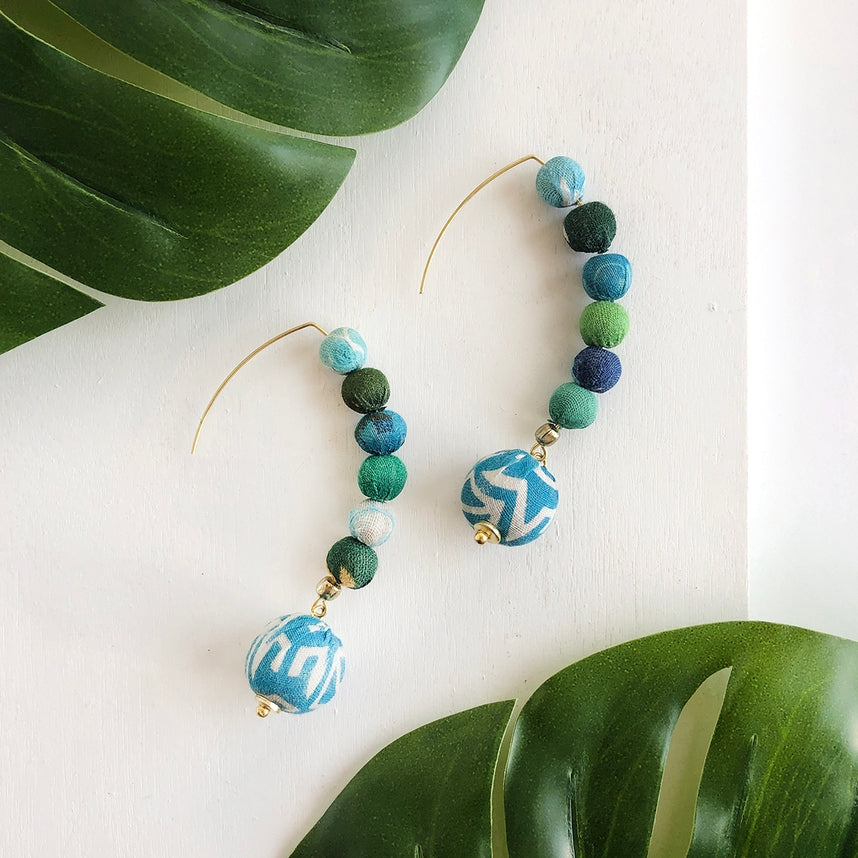 Kantha Water Lilies Drop Earrings